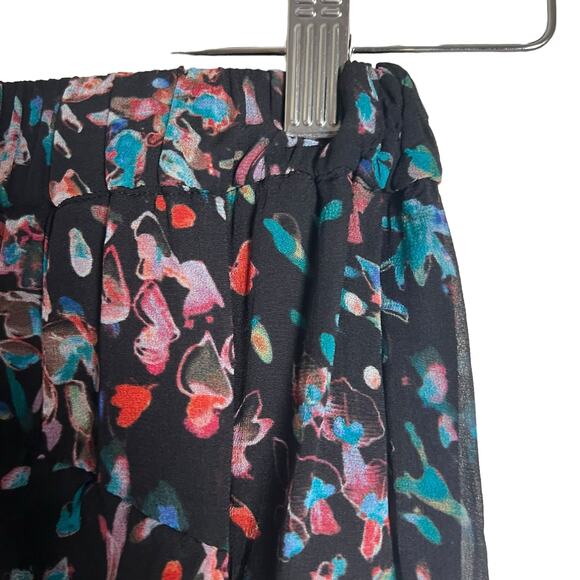 IRO Blink Black Petal Print Asymmetric Chiffon Skirt Size 6 - Picture 8 of 16